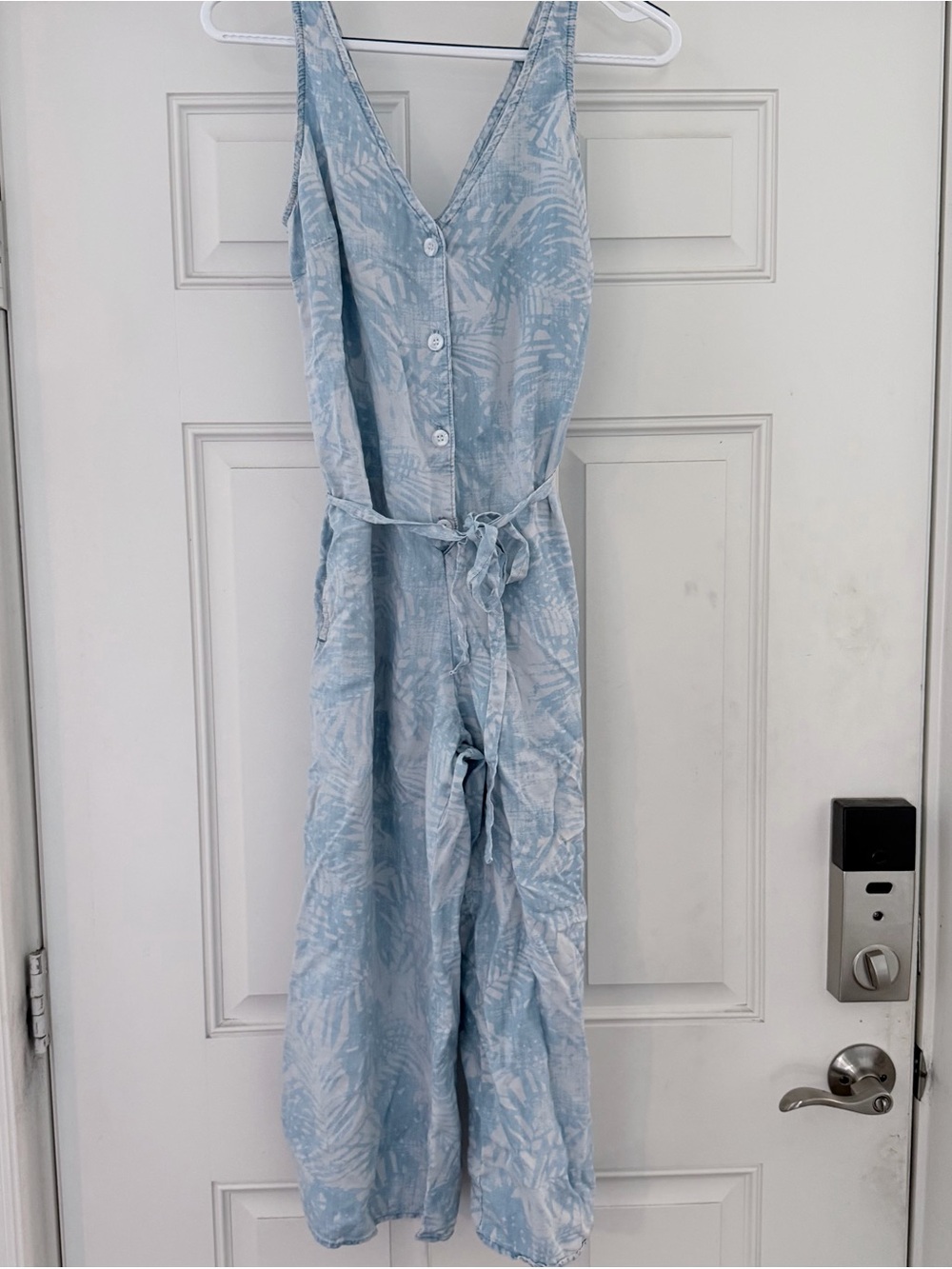 Cloth & Stone Anthropologie Palm Print Jumpsuit S | Blue White